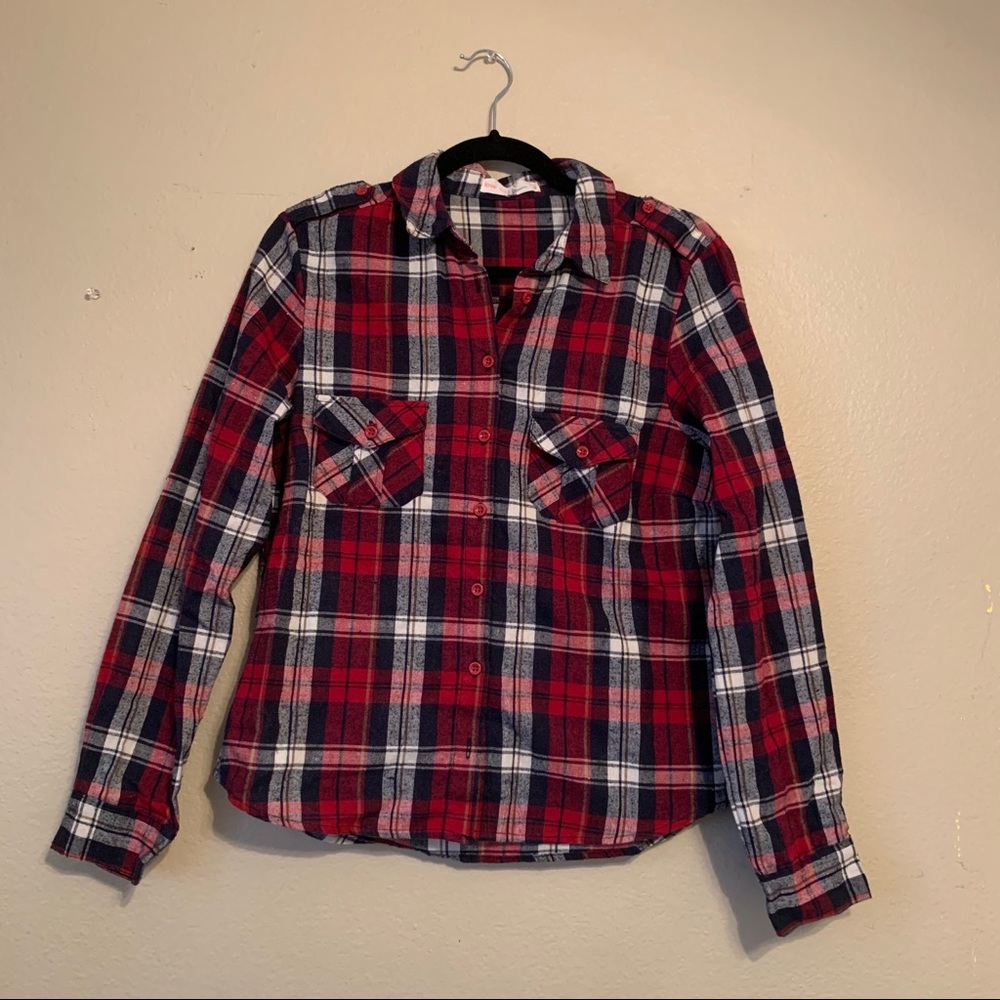 Red, White, and Blue Flannel Button Up